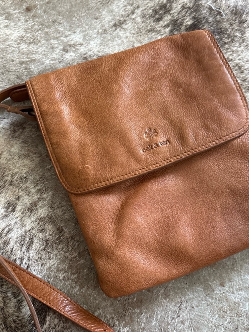 Oak & Tan Genuine Leather Crossbody Bag | Brown & Tan Leather Purse